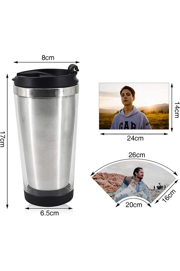 Kapaklı Paslanmaz Çelik Bardak, 350 ml Çift Katmanlı Kahve Su Bardağı, Sıcak ve Soğuk İçecekler İçin - 2