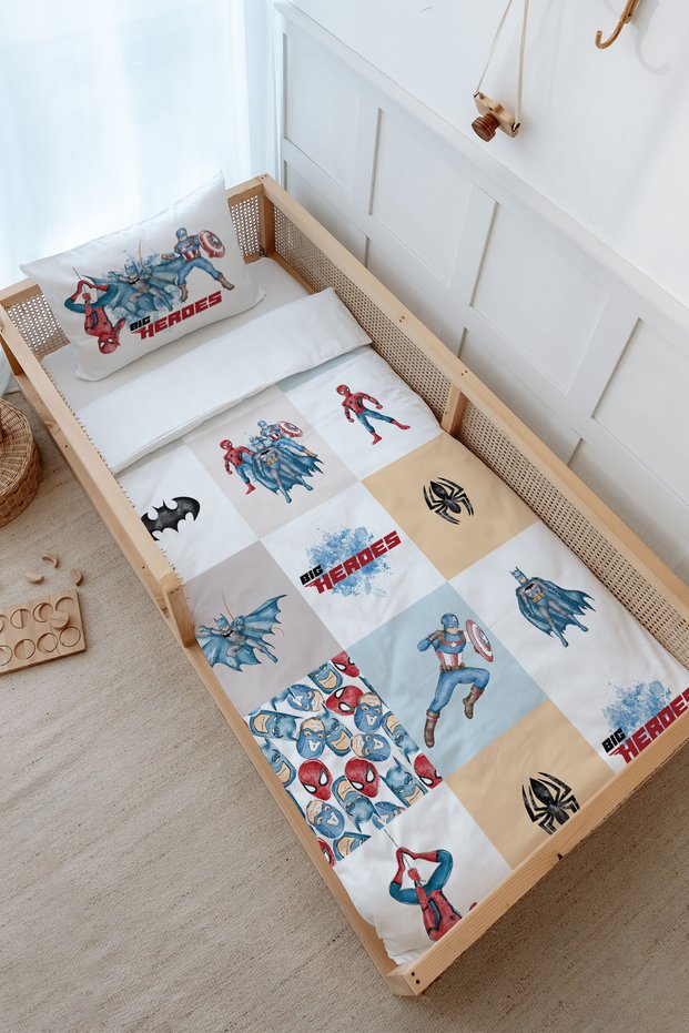 Montessori (Without Sheets) Duvet Cover Set 100X200 cm - Cartoon Series - Super Heroes Patchwork