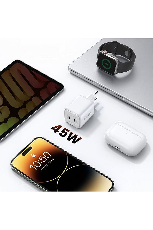 Nexode 45w Usb Type-c Qc 4.0 Pd Gan X 2 Portlu Hızlı Şarj Cihazı Beyaz - 4