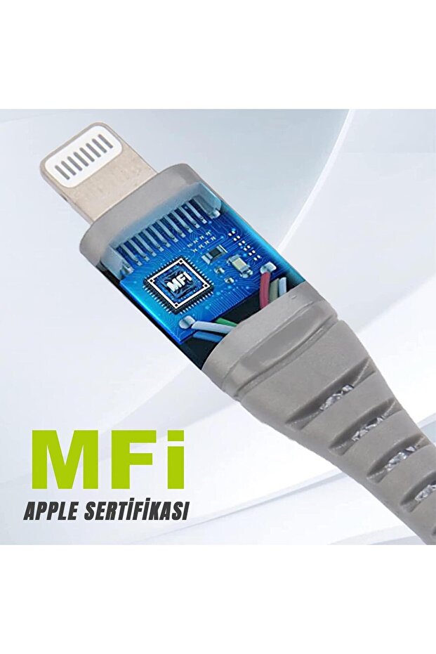 Mfı Lightning Iphone Hızlı Şarj Ve Data Kablosu 1 Metre Gri - 8