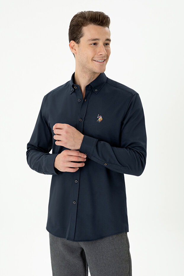 Men's Navy Blue Long Sleeve Shirt 50276312 -Vr033