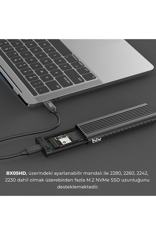 BX05HD Aluminyum Kasa Type-C 3.1 Gen2 to PCIe NVMe M.2 SSD Disk Kutusu 2230 /2242 / 2260 / 2280 SSD - 3
