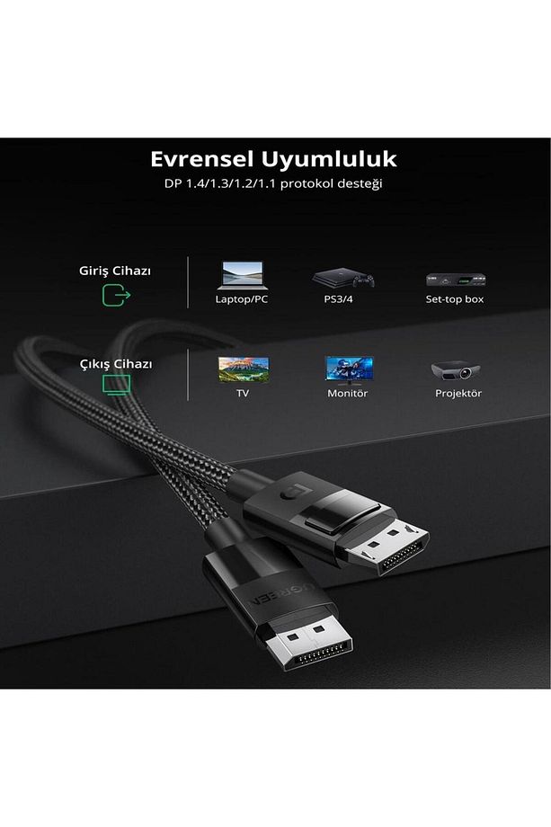 8k 60hz Displayport To Displayport 1.4 Örgülü Kablo 2 Metre - 5