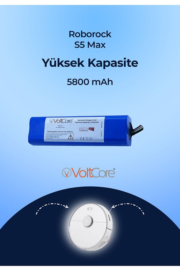 Robot Süpürge Bataryası 5800mAh (Yüksek Kapasite) Roborock S5 Max Uyumlu - 1