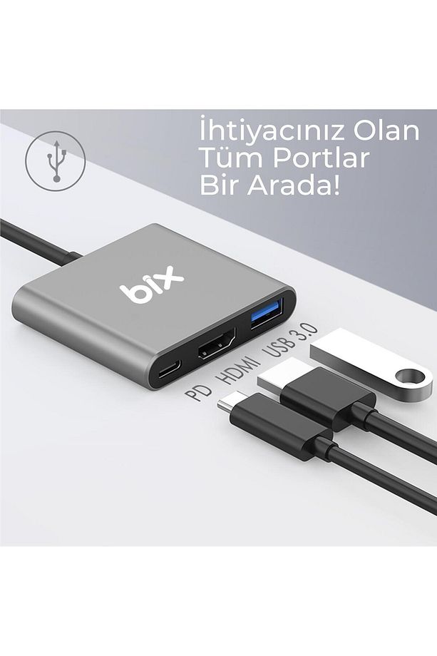 Bx13hb Type-c Hdmı Usb Pd Dönüştürücü Adaptör - 5