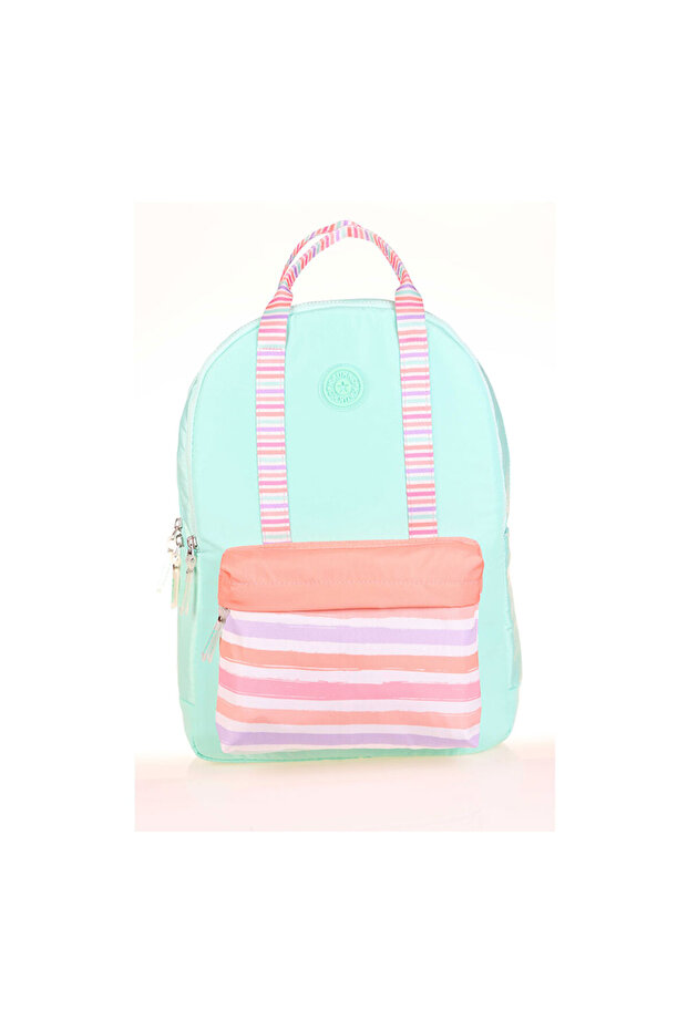 حقيبة ظهر مزدوجة مخططة بلون النعناع - K1767 - 1