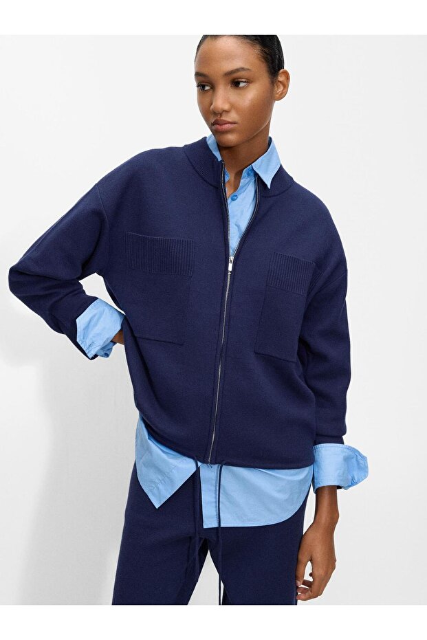 Cepli Örme Hırka - 1