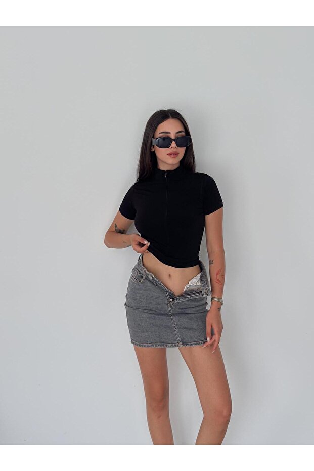 Basic Nos Crop Bluz - 4