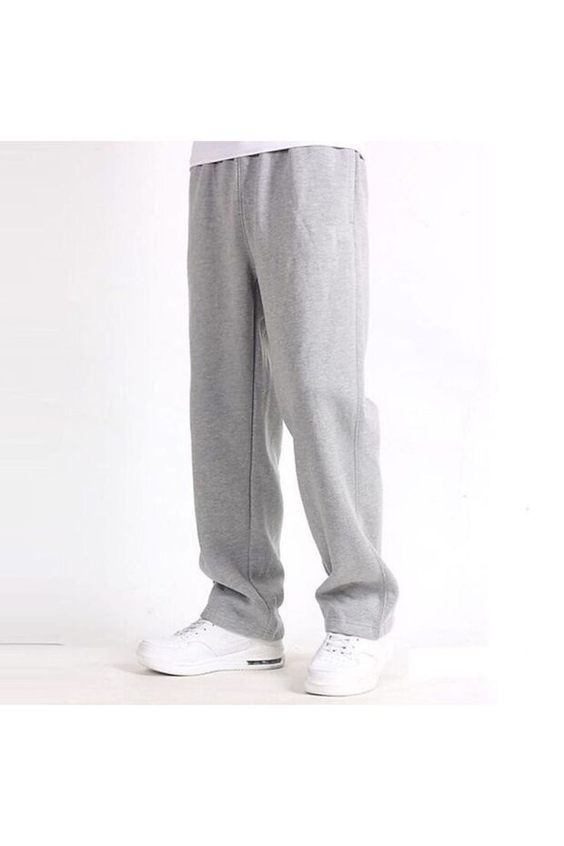 Men's Gray Straight Leg Winter Sweatpants