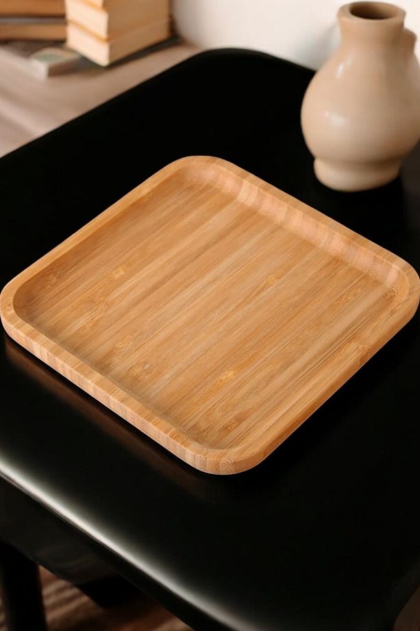 6 Adet Bambu Kare Servis Tabağı, Sunum Seti Tabak (20x20 cm) - 2