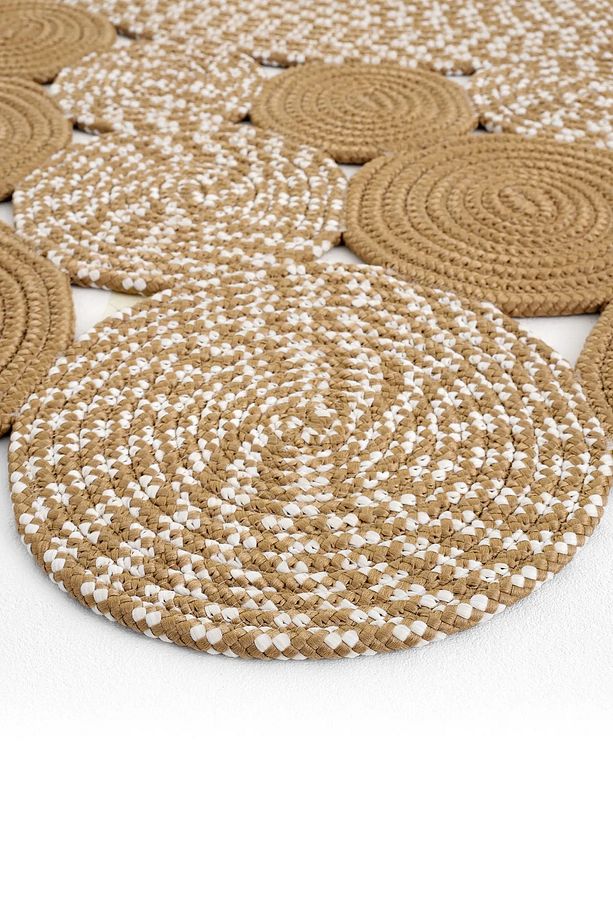 Milda 27 Jüt Halı Hasırlı El Örgüsü Kilim Çift Taraflı Yuvarlak Jüt Kilim - 4