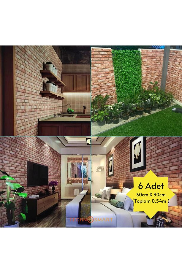 30X30cm 6Adet 3D Kendinden Yapışkanlı Duvar Kağıdı Kaplama Mutfak Banyo 1paket 0,54 m2 - 3