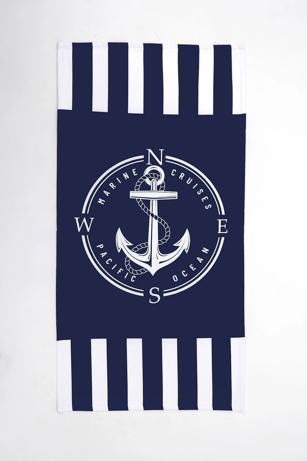 Beach Towel - Anchor Patterned - 2