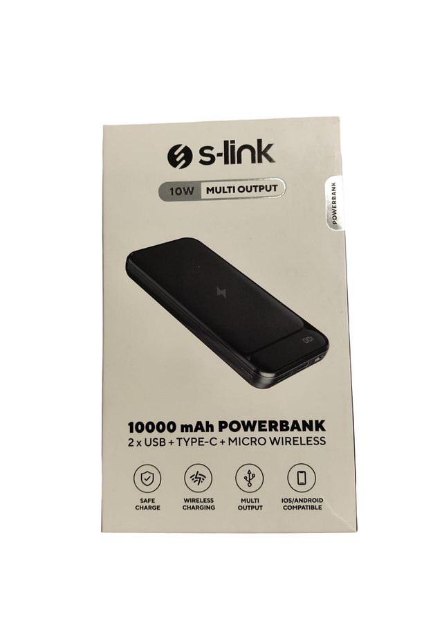 S-LİNK 10W MULTI OUTPUT 10000MAH 2USB TYPE C MICRO WIRELESS - 1
