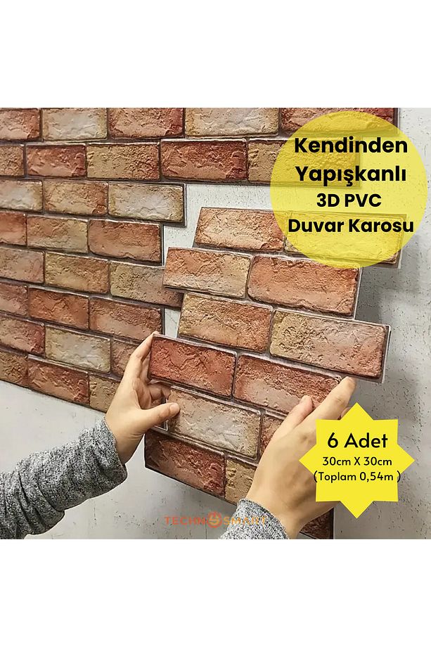 30X30cm 6Adet 3D Kendinden Yapışkanlı Duvar Kağıdı Kaplama Mutfak Banyo 1paket 0,54 m2 - 1
