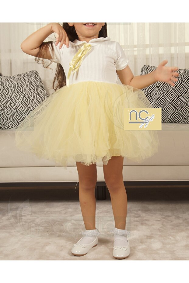 Cotton Lined Tutu Skirt Baby Lapel Short Sleeve Dress