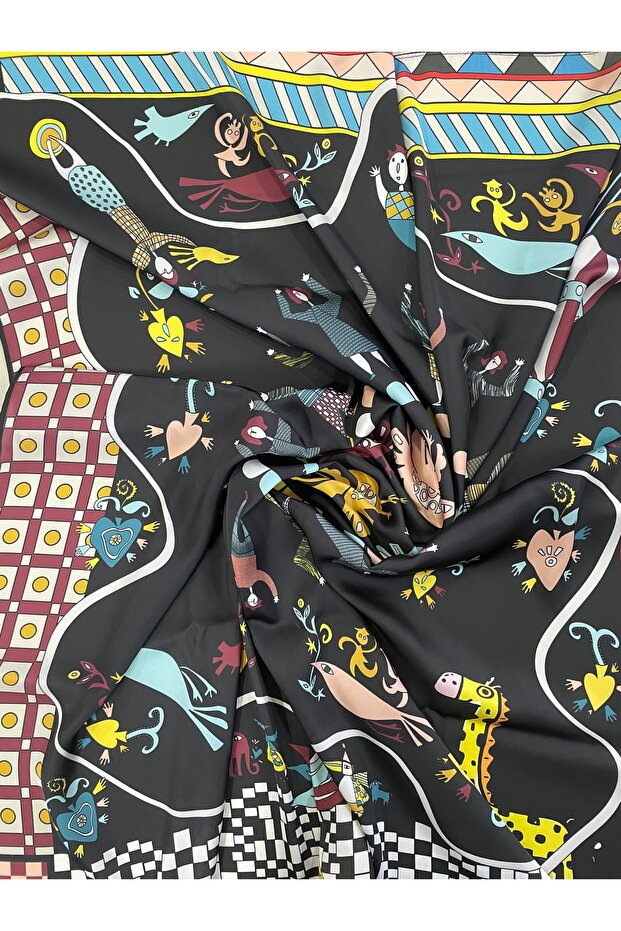 Scarf Figure Black/Burgundy Scarf 100*100
