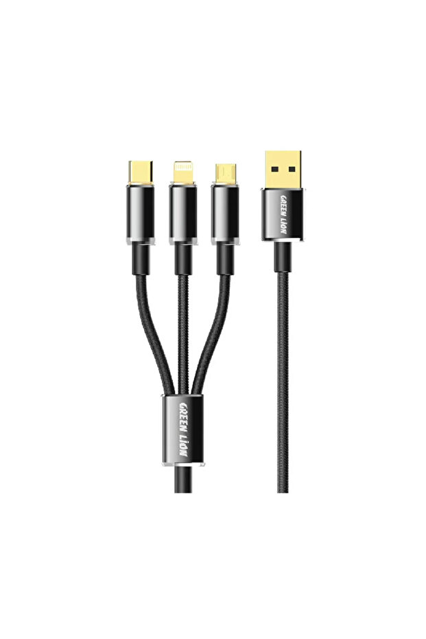 Transparent 3 In 1 Braided Cable ( Usb-C / Lightning / Micro ) 1M - Black