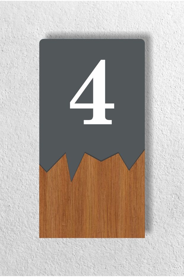 Vertical Laser Metal Composite - Wooden Apartment Site -Apartment Hotel Office Door Number - Door No:4