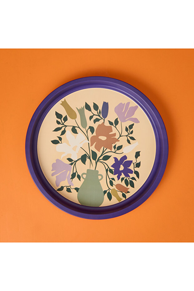 Çiçekli Tepsi - Mor - 35 cm - 3