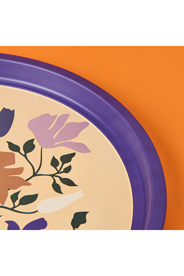 Çiçekli Tepsi - Mor - 35 cm - 4