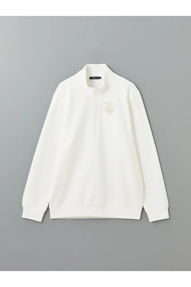 Lcwaikiki Classic Ecru Stand Collar Long Sleeve Printed Men's Sweatshirt