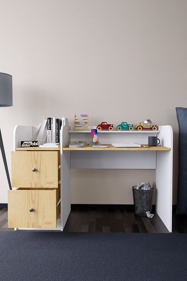 Tilup Çalışma Masası Beyaz-Rivoli Çocuk Odası Çalışma Masası Çekmeceli - 5