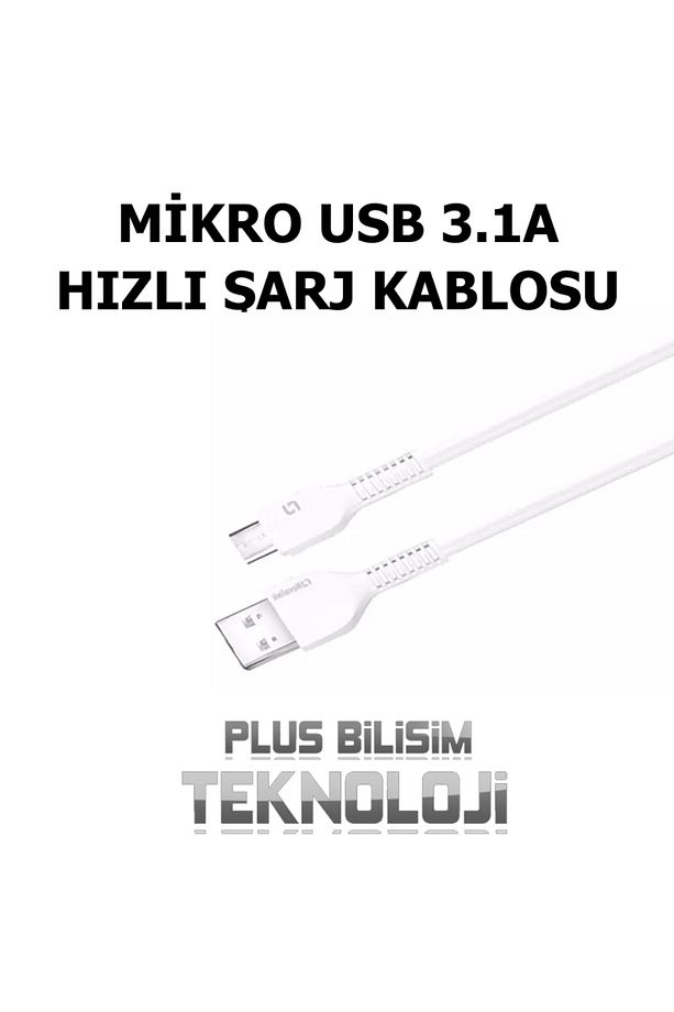 Micro Usb Hızlı Şarj Kablosu 3.1A 1 Mt. Fast Charger, Hızlı Data Transferi Plus Bilişim - 1