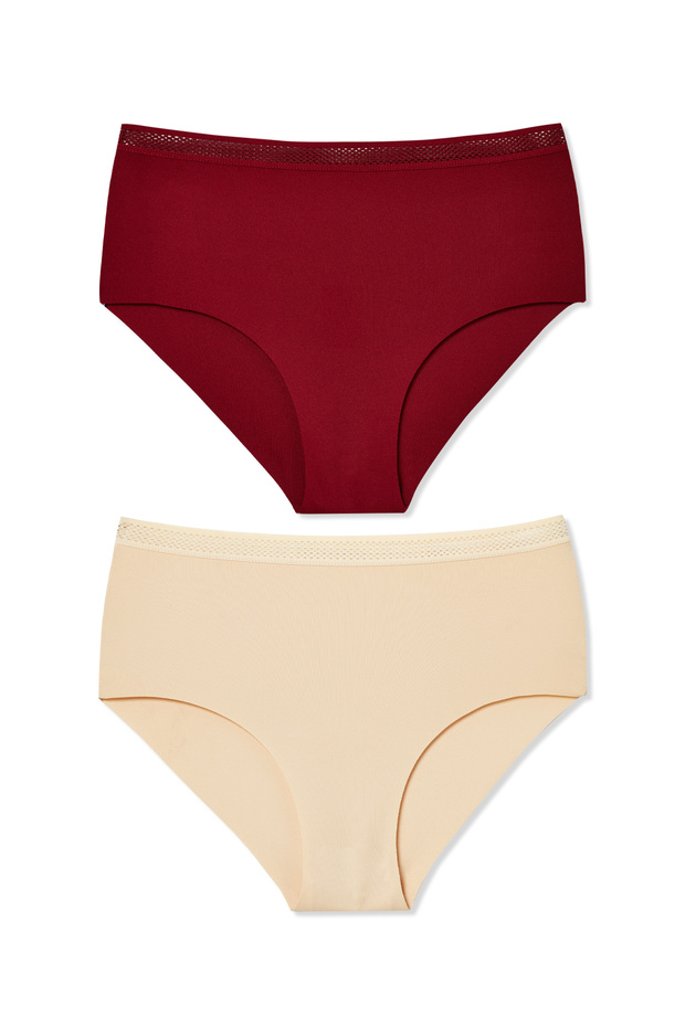 2 Pack Laser Cut Honeycomb Elastic High Waist Women's Panties