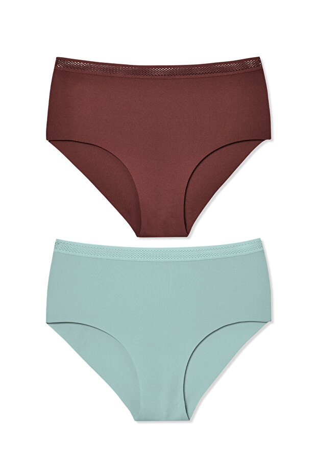 2 Pack Laser Cut Honeycomb Elastic High Waist Women's Panties