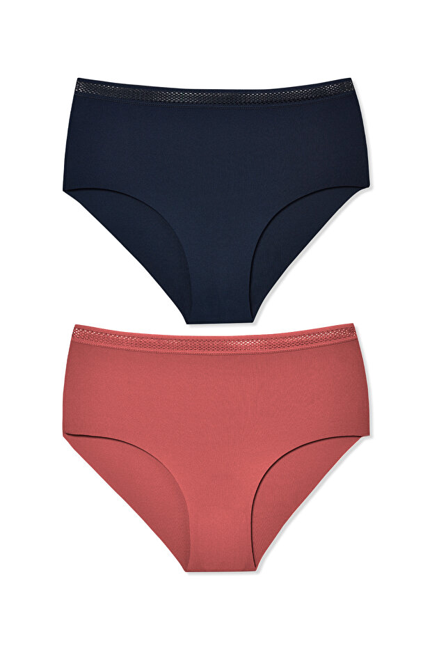 2 Pack Laser Cut Honeycomb Elastic High Waist Women's Panties