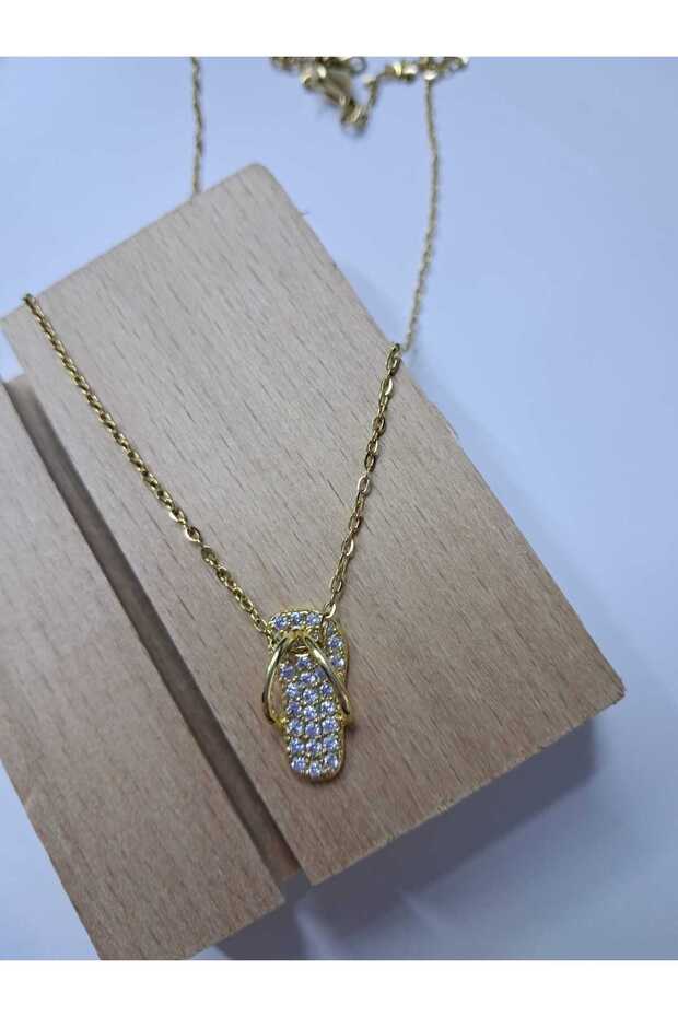 Terlik model çelik gold kolye - 1
