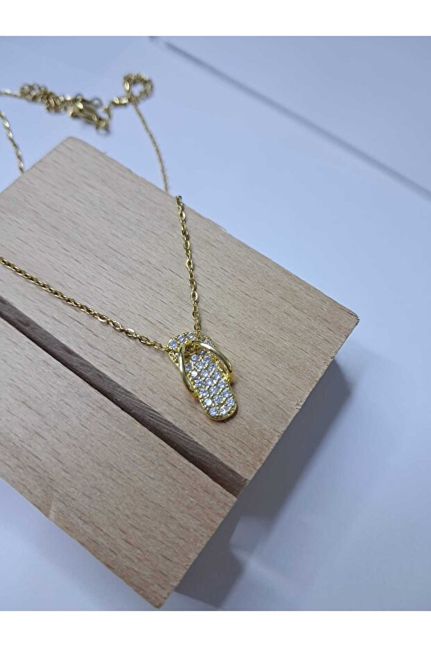 Terlik model çelik gold kolye - 3