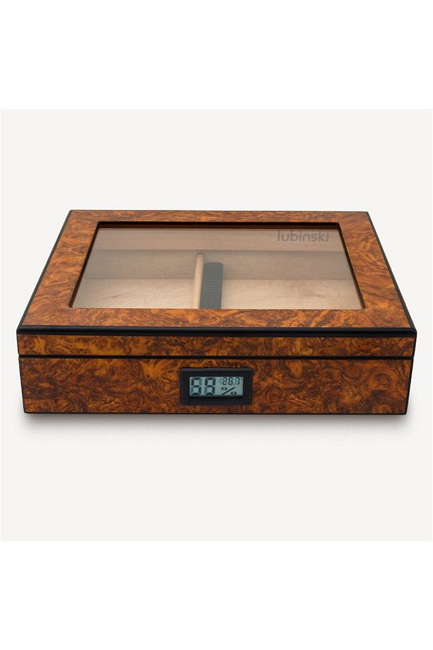 Cedar Basic Camlı Puro Kutusu Humidor Slim Dijital Kahve 15s - 4