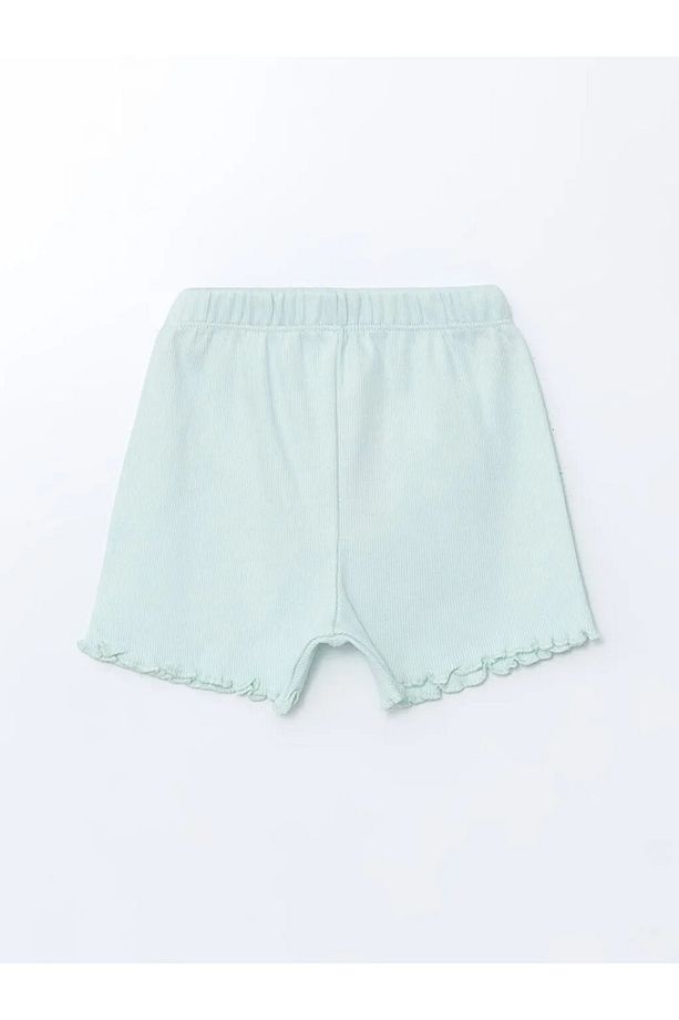 LCW baby Yeşil Bisiklet Yaka Çiçekli Kız Bebek Şortlu Pijama Takım 2'li - 4
