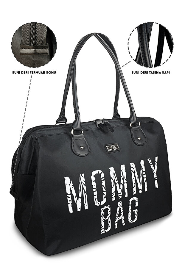 X Pro Mommy Bag Siyah Anne Bebek Bakım Kadın Çantası - 6