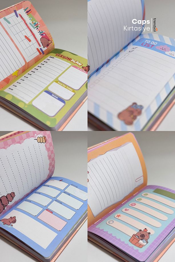 Capybara 3D Döner Kapaklı A5 Defter – Planlayıcı, Takvim ve To-Do List İçerikli - 4