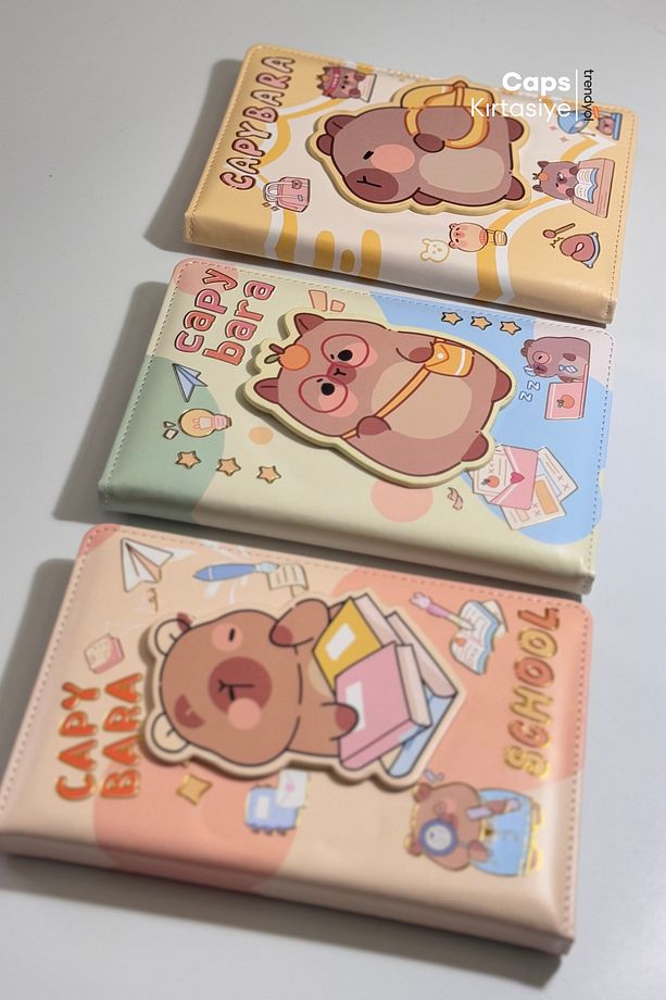 3 Adet Capybara 3D Döner Kapaklı A5 Defter – Planlayıcı, Takvim ve To-Do List İçerikli 3'lü Set - 8