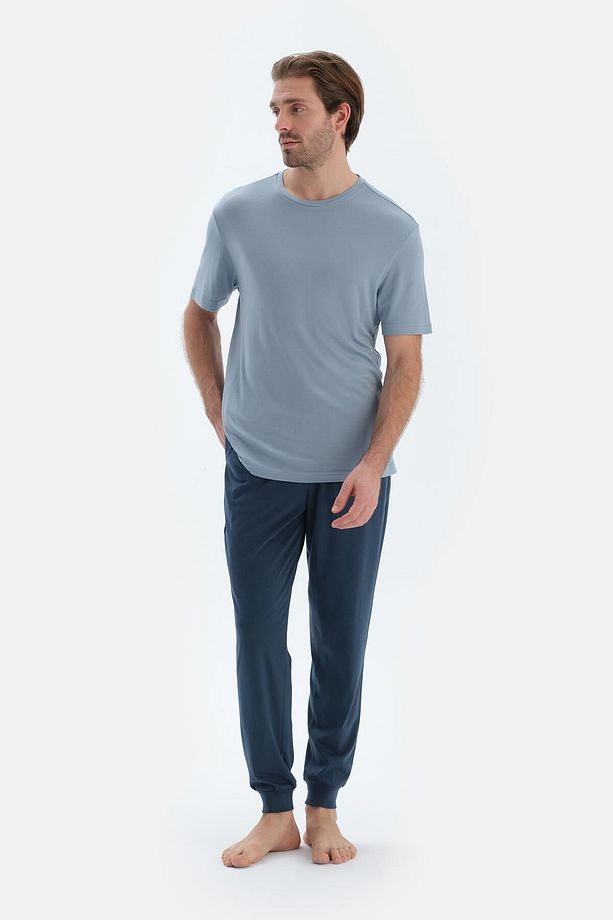 Lacivert Jogger Paça Basıc Penye Modal Pantolon - 4