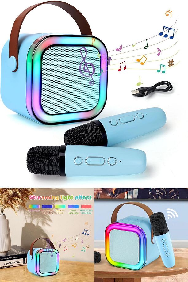 Eğlenceyi Yanınızda Taşıyın LED Işıklı Bluetooth Hoparlör ve Kablosuz Mikrofon Setiyle Karaoke Keyfi - 5