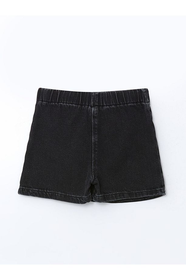 Siyah Beli Lastikli Kız Çocuk Jean Şort - 2