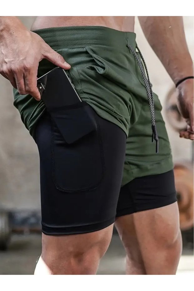 Men's Quick Dry Zippered Training Astroturf Fitness Short Leggings Sports Shorts