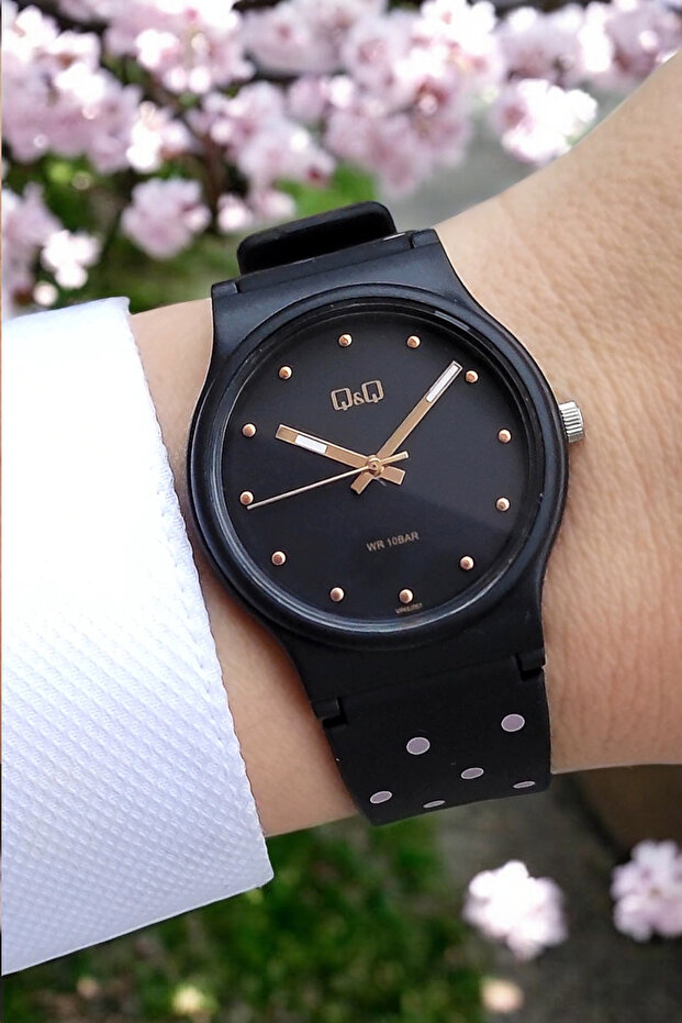 10 Atm Waterproof Black Girl's Wristwatch with Silicone Strap