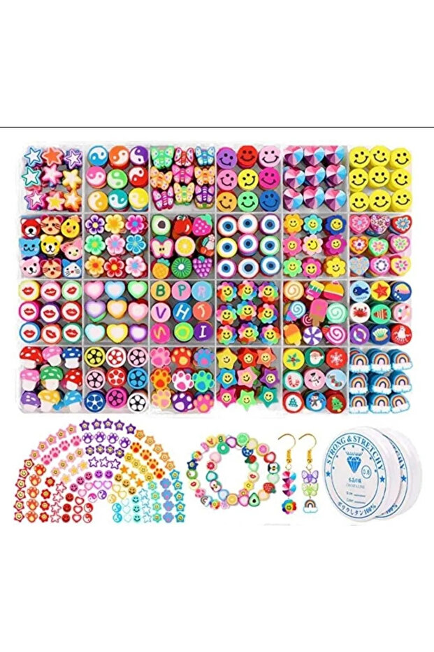 240 Pieces Boxed Giant Fimo Figures Phone Accessory Bracelet Necklace Making Set 2