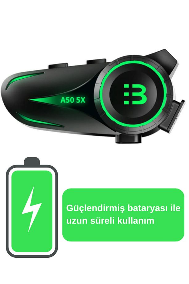 A50-5x Bluetooth V5.3 Motosiklet Kask Kulaklık Rgb İntercom Telsiz Seti Uyumlu - 6