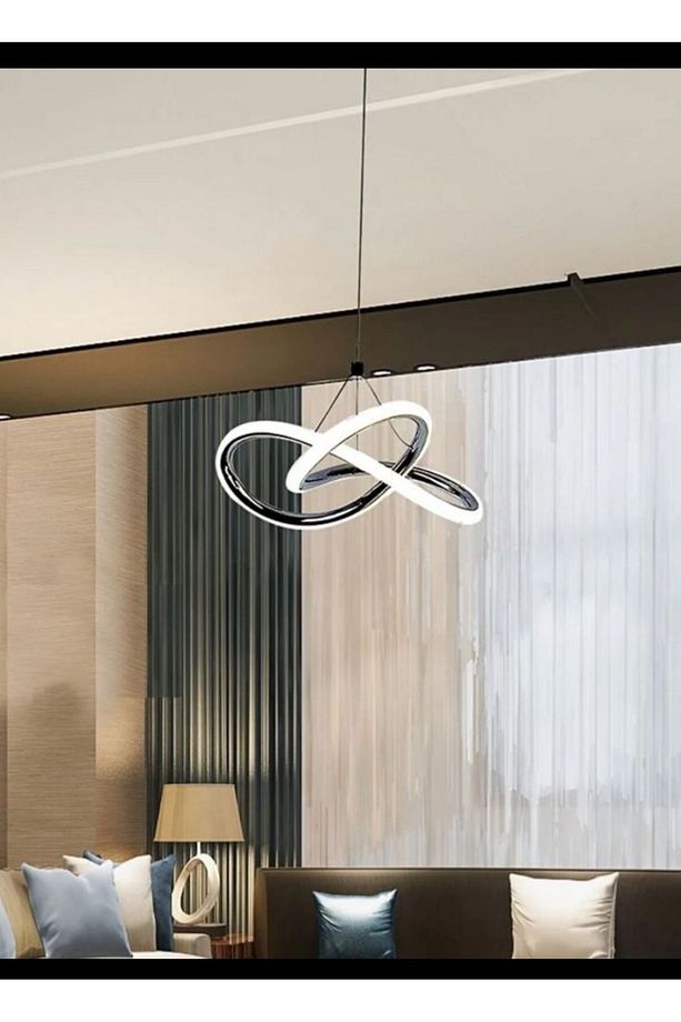 Dönence Modern Tekli KROM Sarkıt Led GÜN IŞIĞI Power Ledli Salon Mutfak Oda Hol Ledli Avize - 2
