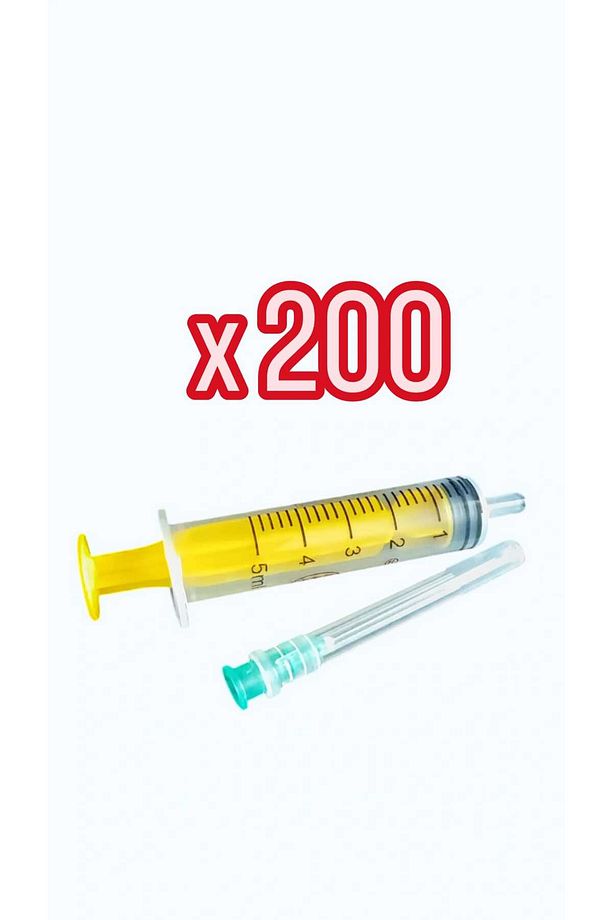 5 cc ( 5 ml ) Yeşil Uçlu ( 0.8 38mm ) Steril Enjektör Şırınga Tek Kullanımlık 200 ADET - 1