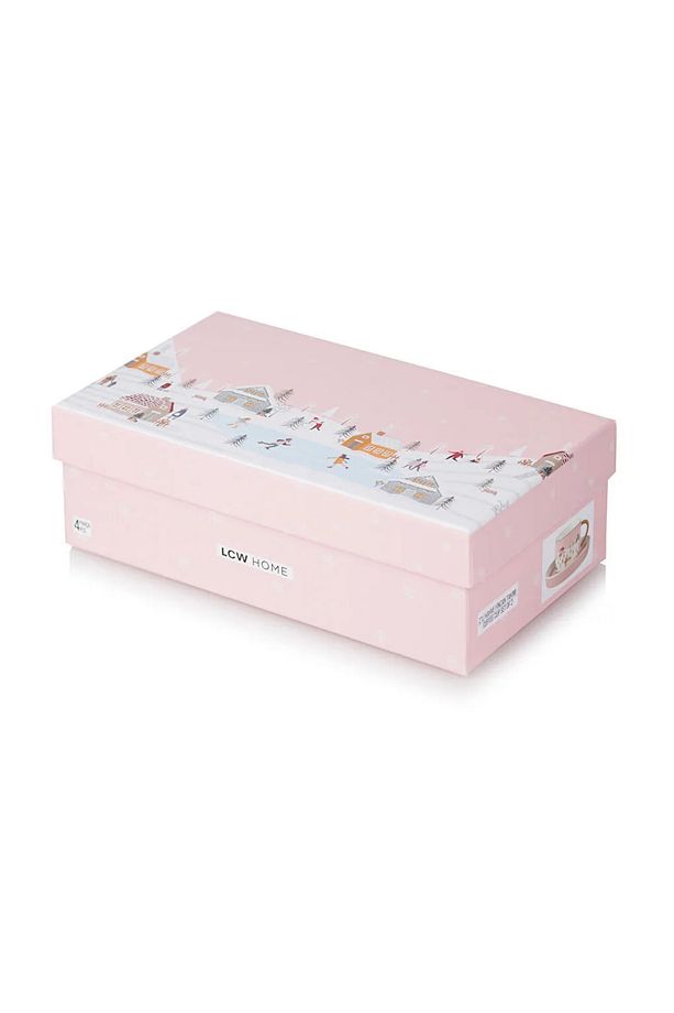 LCW HOME Pembe Yılbaşı Temalı 2 Kişilik Kahve Fincan Takımı 90 Ml - 4