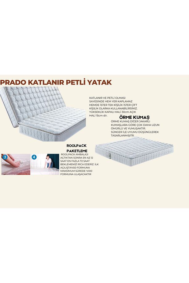 PRADO KATLANIR PETLİ SÜNGER YATAK TEK KİŞİLİK ÇİFT KİŞİLİK ÖZEL ÖLÇÜ YATAK - 4