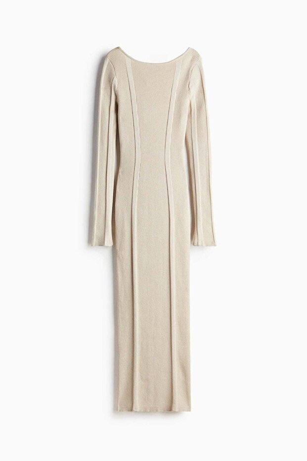 Low-back rib-knit bodycon dress